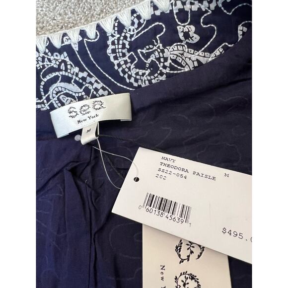 SEA New York Theodora Blue Paisley Quilted Cropped Jacket Size M Wool Blend - Picture 3 of 9